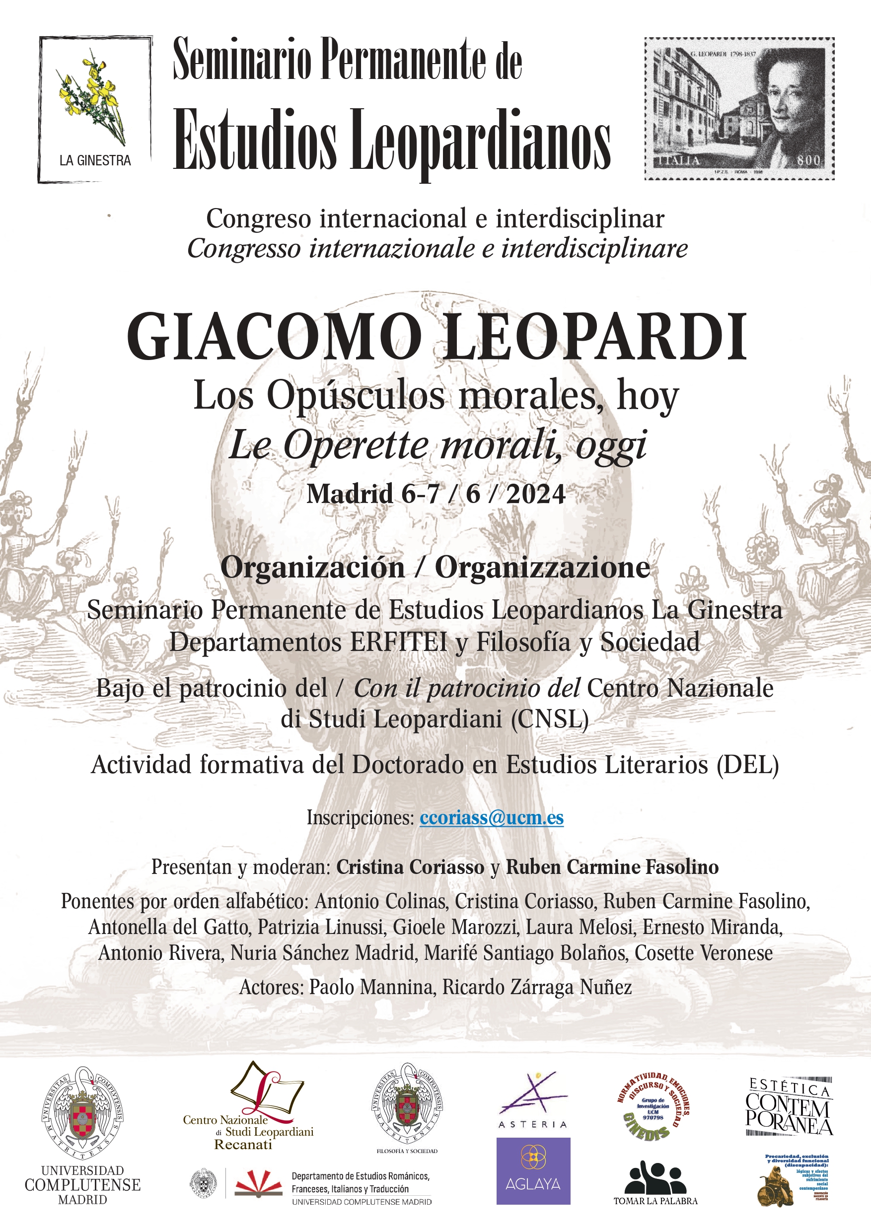 Congreso "Giacomo Leopardi. Los Opúsculos morales, hoy"